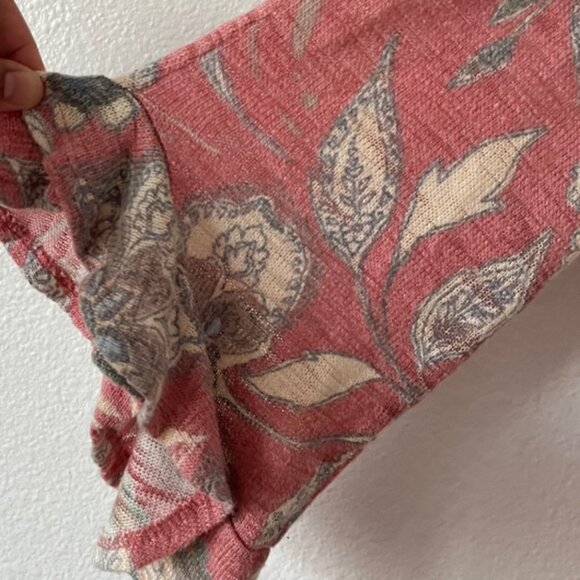 Studio JPR Floral Detail Blouse SZ XL Flounce Sleeve Semi sheer - Picture 3 of 5